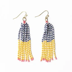 INK + ALLOY Abbey Tassel Alternating Seed Bead Earring Yellow And Ivory