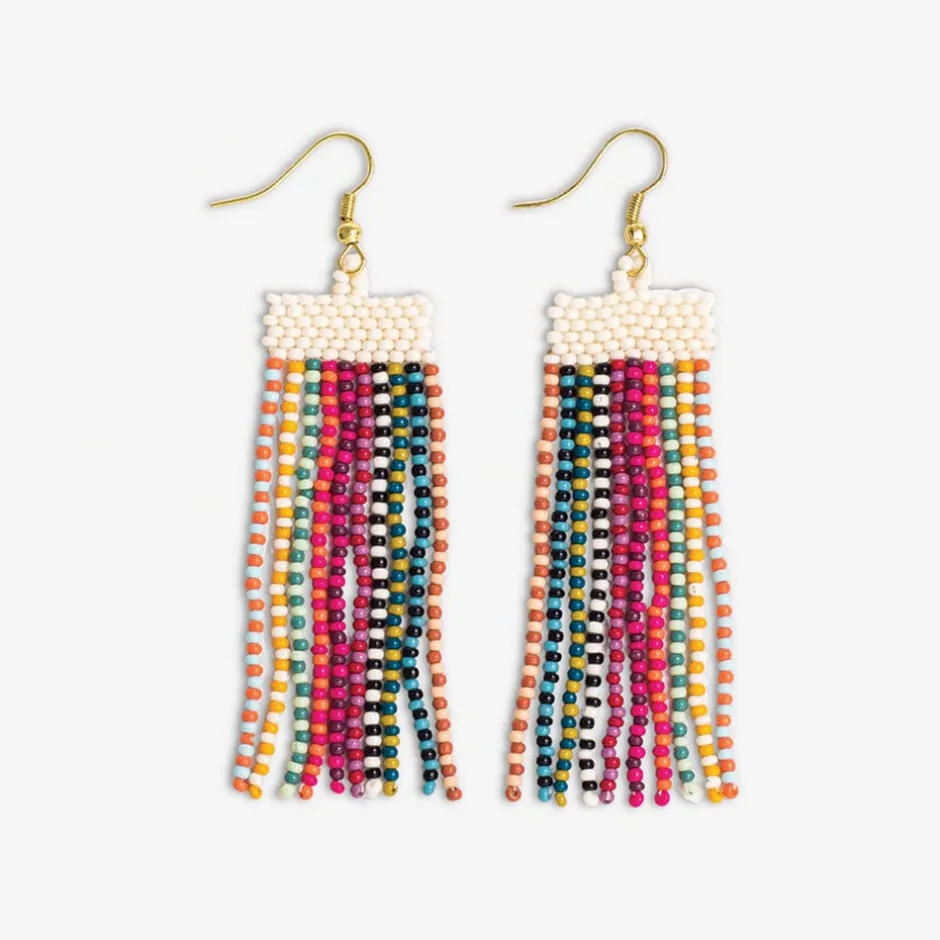 INK + ALLOY Adaline Alternating Two-Tone Strands Beaded Fringe Earring Multicolor