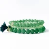 INK + ALLOY Addison Set Of 3 Stretch Bracelets Glass And Crystal With Bag Jade Green