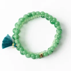 INK + ALLOY Addison Set Of 3 Stretch Bracelets Glass And Crystal With Bag Jade Green