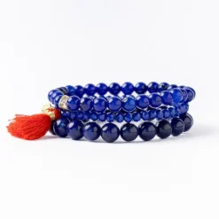 INK + ALLOY Addison Set Of 3 Stretch Bracelets Glass And Crystal With Bag Lapis