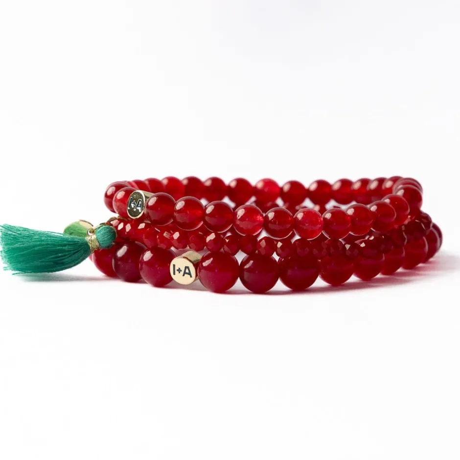 INK + ALLOY Addison Set Of 3 Stretch Bracelets Glass And Crystal With Bag Raspberry