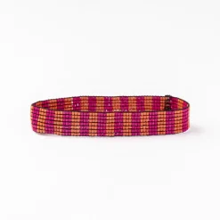 INK + ALLOY Alex Stripes Beaded Stretch Bracelet Hot Pink Coral