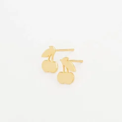 INK + ALLOY Alice Cherries Post Earrings 18k Gold