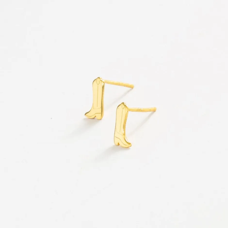 INK + ALLOY Alice Cowboy Boot Post Earrings 18k Gold