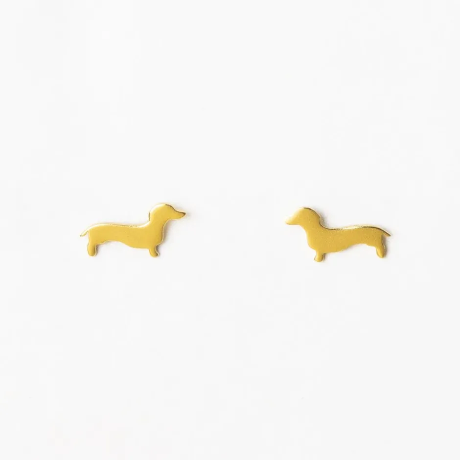 INK + ALLOY Alice Dachshund Post Earrings 18K Gold