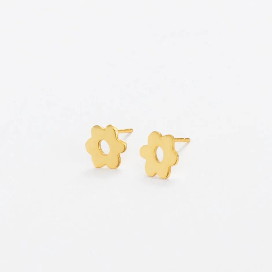 INK + ALLOY Alice Flower Post Earrings 18k Gold