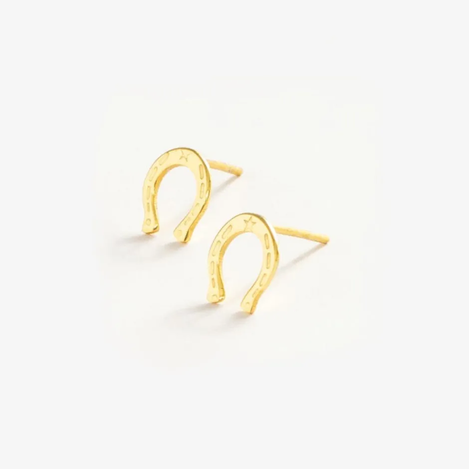 INK + ALLOY Alice Horseshoe Brass Post Earrings 18k Gold