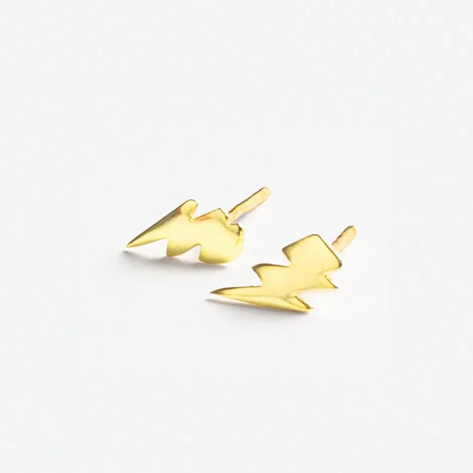 INK + ALLOY Alice Lightning Post Earrings 18k Gold