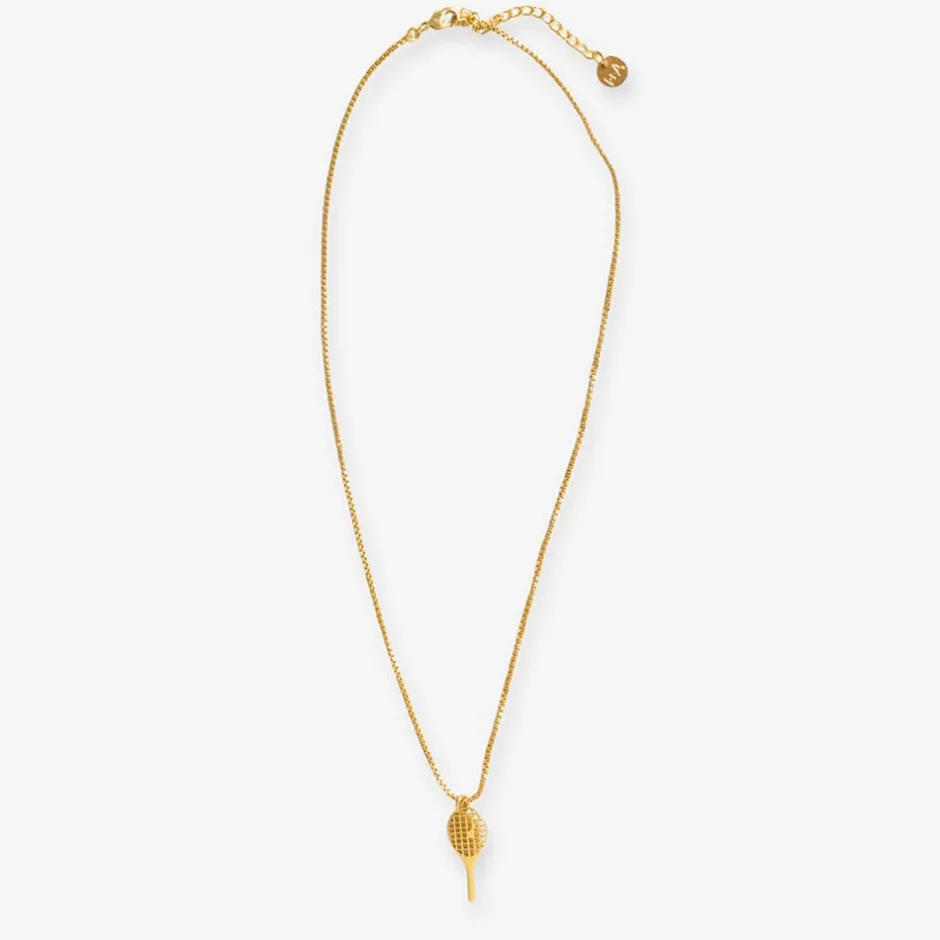 INK + ALLOY Alice Tennis Racket Pendant Necklace 18k Gold