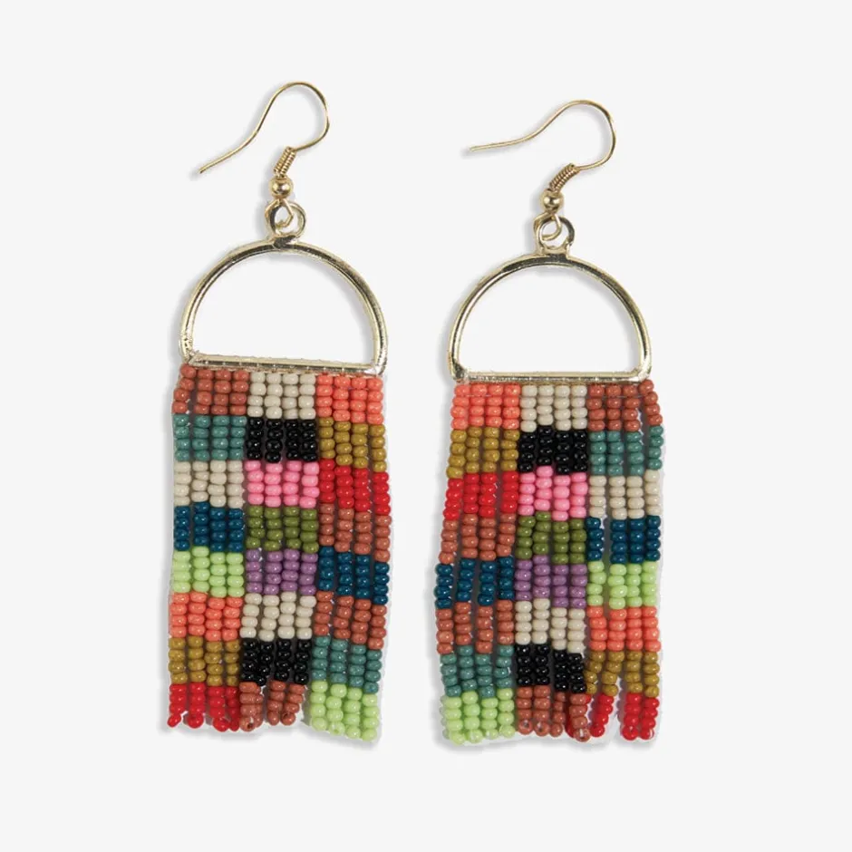 INK + ALLOY Allison Checkered Beaded Fringe Earrings Multicolor