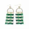 INK + ALLOY Allison Gingham Beaded Fringe Earrings Green