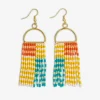 INK + ALLOY Allison Horizontal Striped Grid Beaded Earrings Amalfi