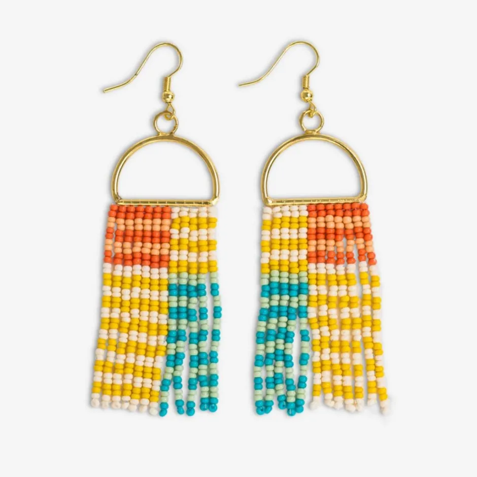 INK + ALLOY Allison Horizontal Striped Grid Beaded Earrings Amalfi