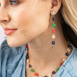 INK + ALLOY Amanda Multicolor Flower Beaded Dangle Earrings St. Tropez