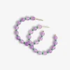 INK + ALLOY Angela Round Stones With Alternating Seed Bead Hoop Earrings Lilac