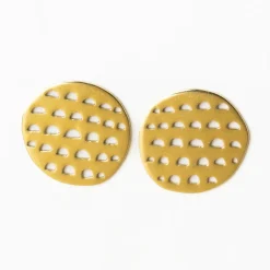 INK + ALLOY Aretha Circle With Cut Outs Post Earrings Brass