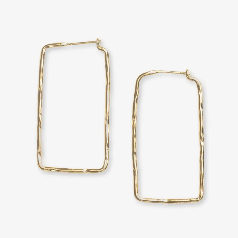 INK + ALLOY Athena Rectangle Bar Thin Hoop Earrings Brass