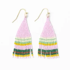 INK + ALLOY Audrey Small Seed Bead Horizontal Stripe Lilac & Green