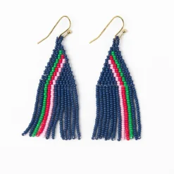 INK + ALLOY Audrey Small Seed Bead Vertical Stripe Navy