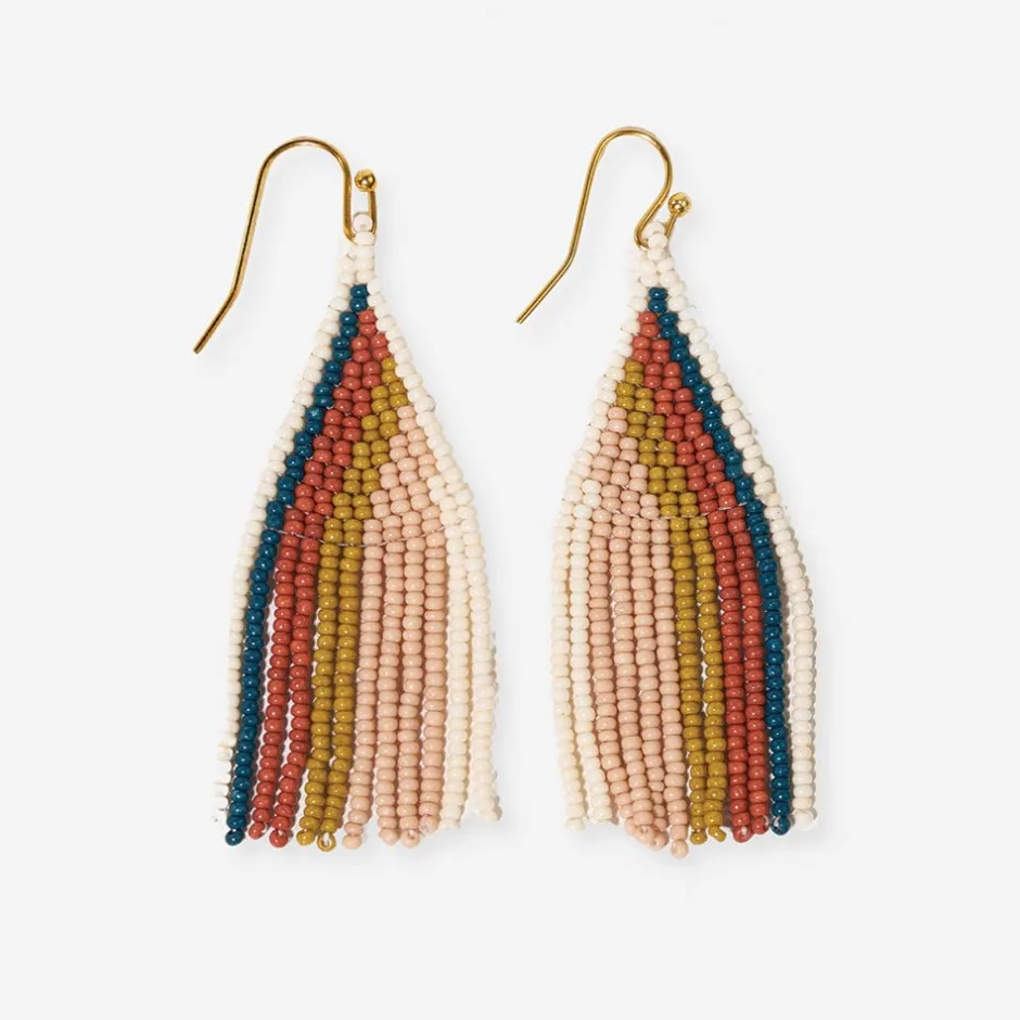 INK + ALLOY Audrey Vertical Stripe Petite Beaded Fringe Earrings Desert