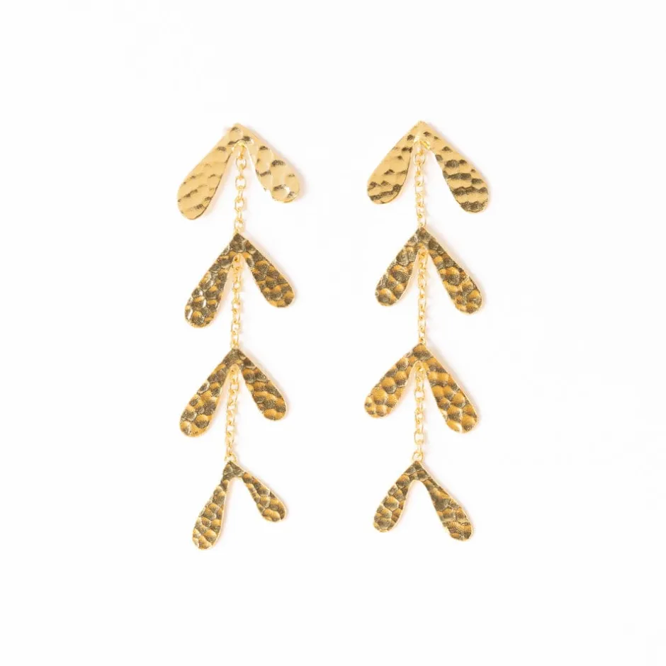 INK + ALLOY Autumn Falling Leaves Dangle Earrings Brass
