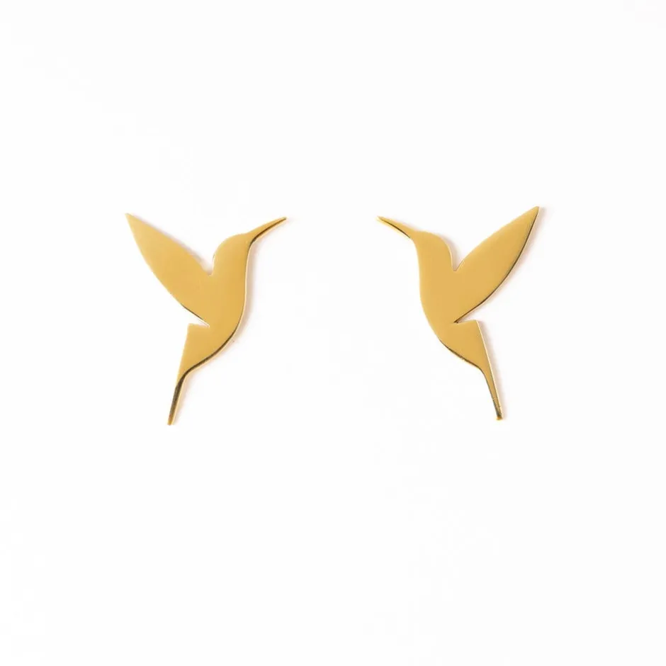 INK + ALLOY Avery Flying Birds Large Post Earrings Brass