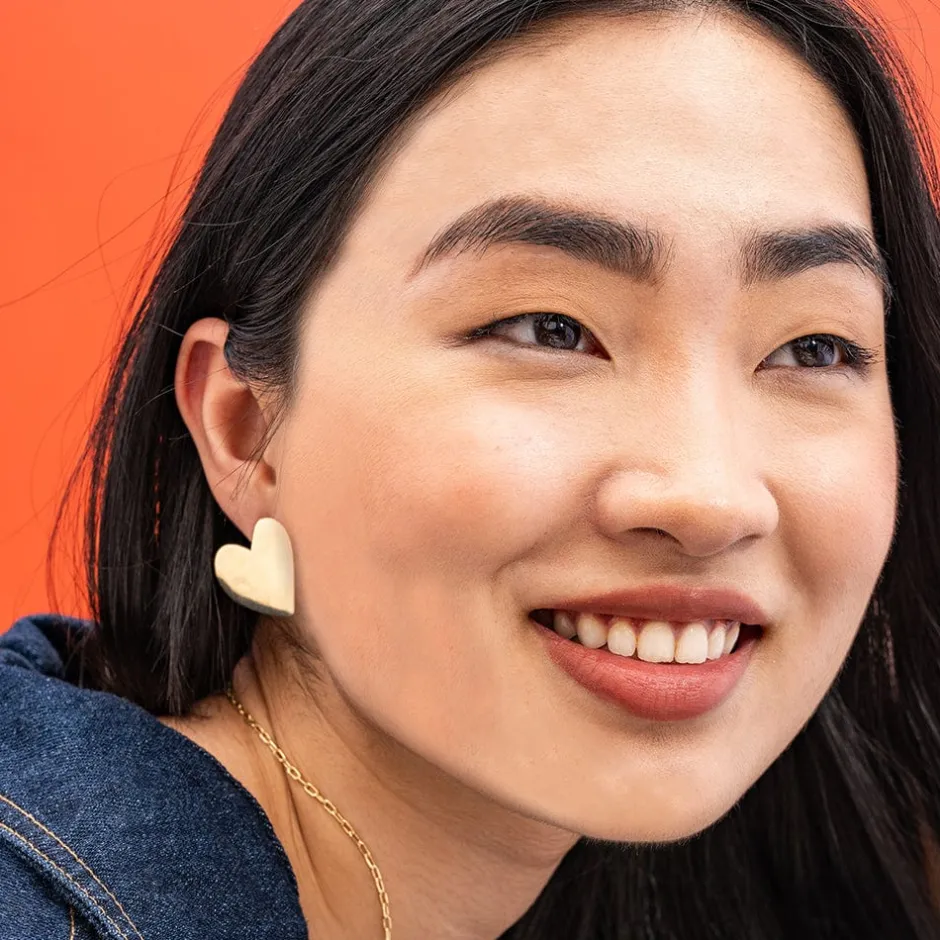 INK + ALLOY Bella Heart Large Post Earrings Brass