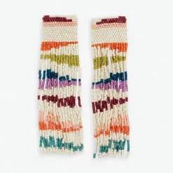 INK + ALLOY Belle Angled Stripes Beaded Fringe Earrings Rainbow