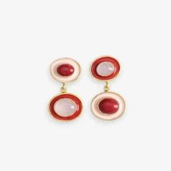 INK + ALLOY Betty Semi-Precious Mixed Stone And Enamel Drop Earrings Red/Blush Red/Blush