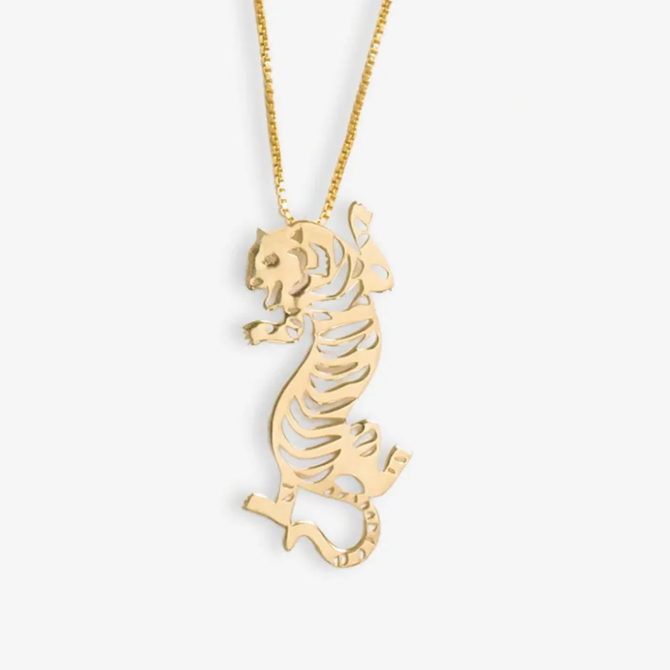 INK + ALLOY Bianca Tiger Statement Necklace Brass