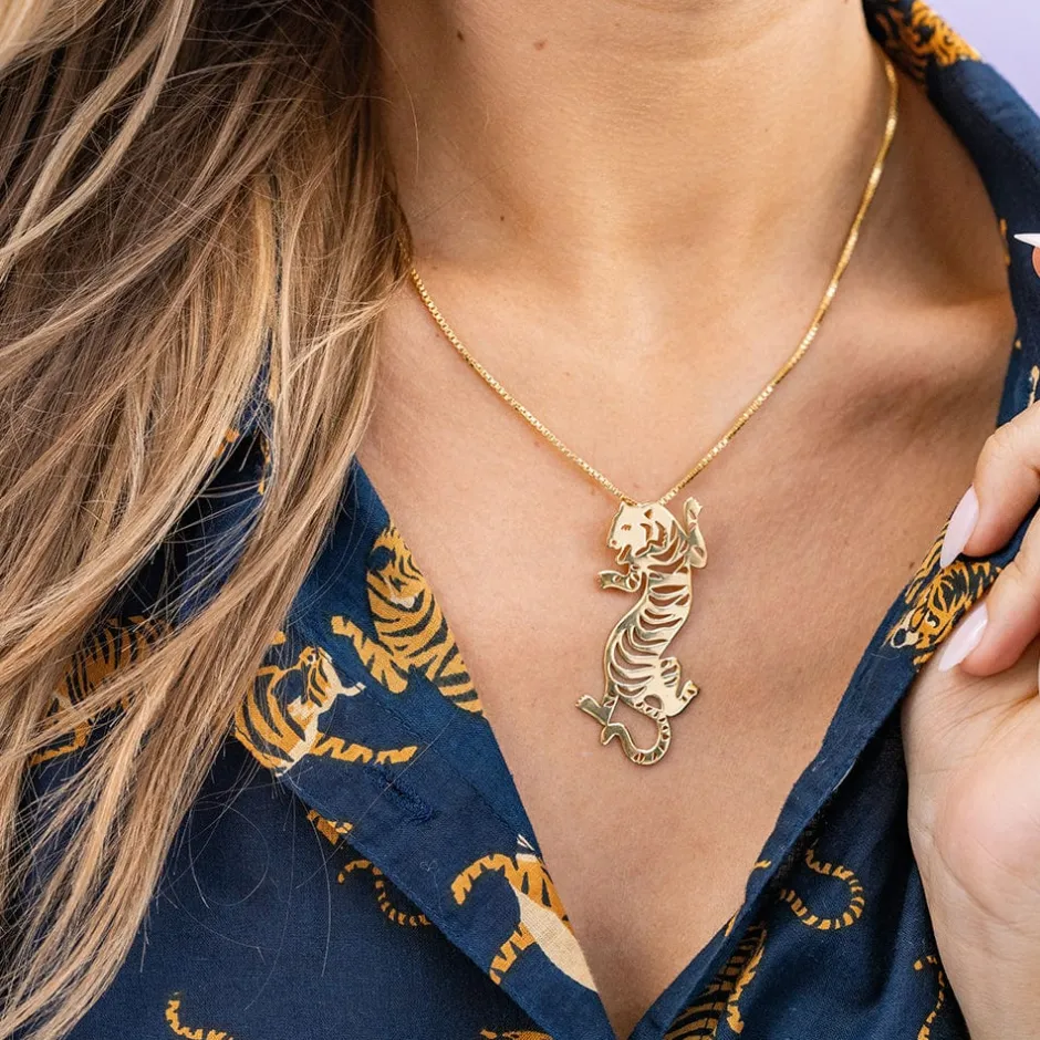INK + ALLOY Bianca Tiger Statement Necklace Brass