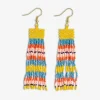 INK + ALLOY Billie Mixed Horizontal Stripes Beaded Fringe Earrings Amalfi