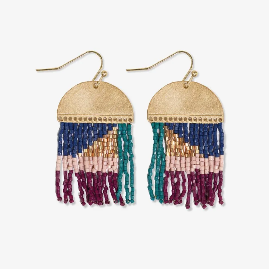 INK + ALLOY Birdie Abstract Beaded Fringe Earrings Teal