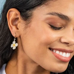 INK + ALLOY Blossom Four Petal Flower Drop Earrings Ivory