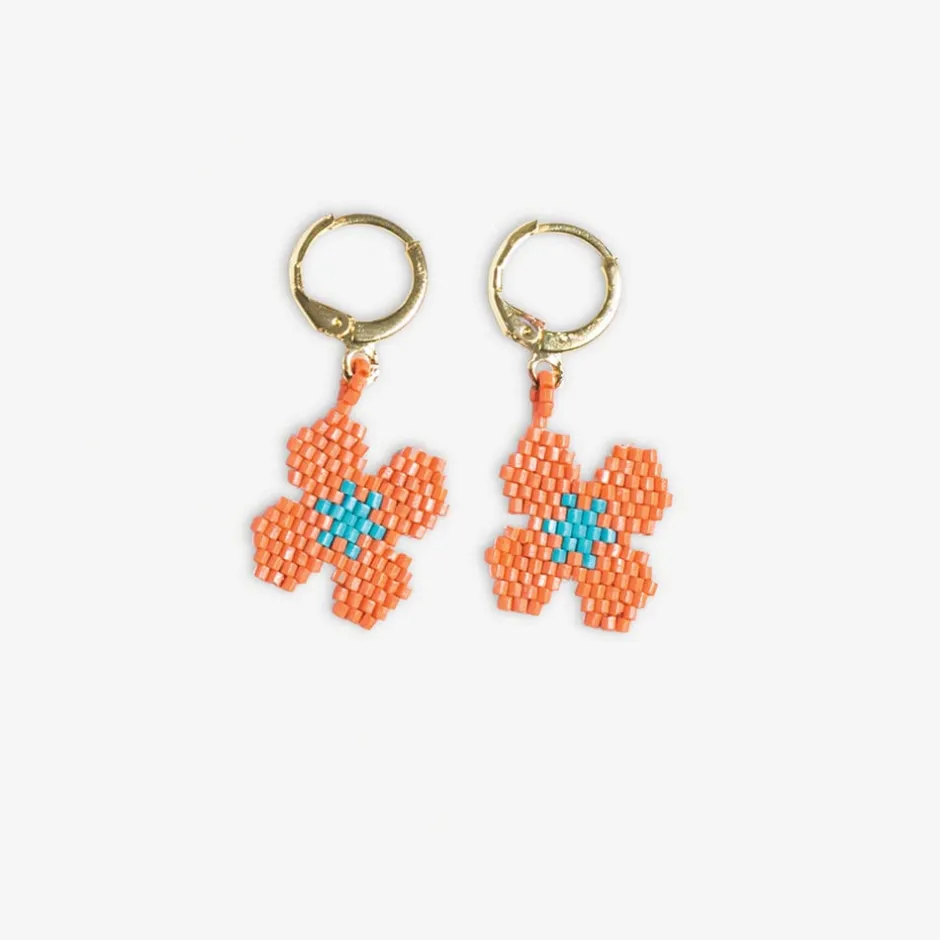 INK + ALLOY Blossom Four Petal Flower Drop Earrings Coral