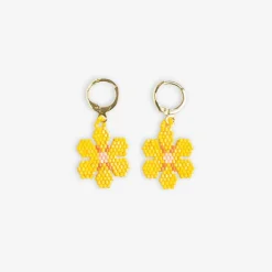 INK + ALLOY Blossom Six Petal Flower Drop Earrings Lemon