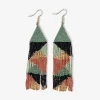 INK + ALLOY Brittany Mixed Triangles Beaded Fringe Earrings Greens + Rust