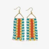 INK + ALLOY Brooke Two-Tone Checked Border Beaded Fringe Earrings Amalfi