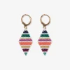 INK + ALLOY Carmen Mini Gold Hoop Horizontal Stripes Beaded Drop Earrings Muted