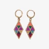 INK + ALLOY Carmen Mini Gold Hoop Mixed Triangles Beaded Drop Earrings Muted
