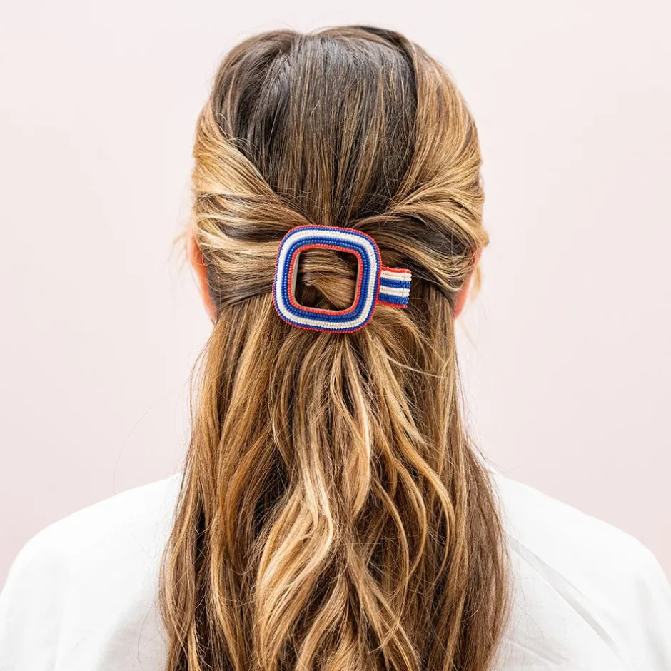 INK + ALLOY Charlotte Stripe Flat Hair Clip Lapis
