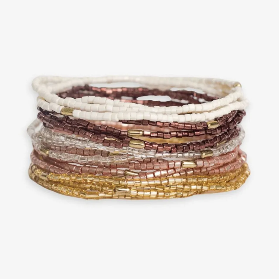 INK + ALLOY Chelsea 18 Strand Luxe Beaded Stretch Bracelet Set Mixed Metallic
