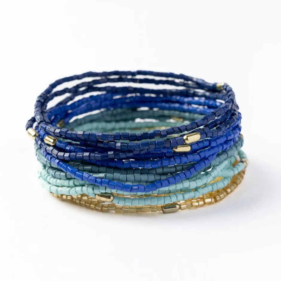 INK + ALLOY Chelsea 18 Strand Luxe Beaded Bracelet Set Blue