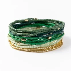 INK + ALLOY Chelsea 18 Strand Luxe Beaded Bracelet Set Green