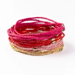 INK + ALLOY Chelsea 18 Strand Luxe Beaded Bracelet Set Pink