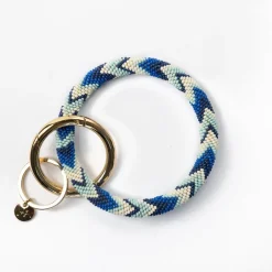 INK + ALLOY Chloe Chevron Stripe Key Ring Blue