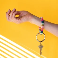INK + ALLOY Chloe Stripe Beaded Key Ring Bracelet Rainbow