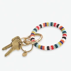 INK + ALLOY Chloe Stripe Beaded Key Ring Bracelet Bright Multicolor