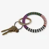 INK + ALLOY Chloe Stripes Beaded Key Ring Bracelet Two Tone Multicolored